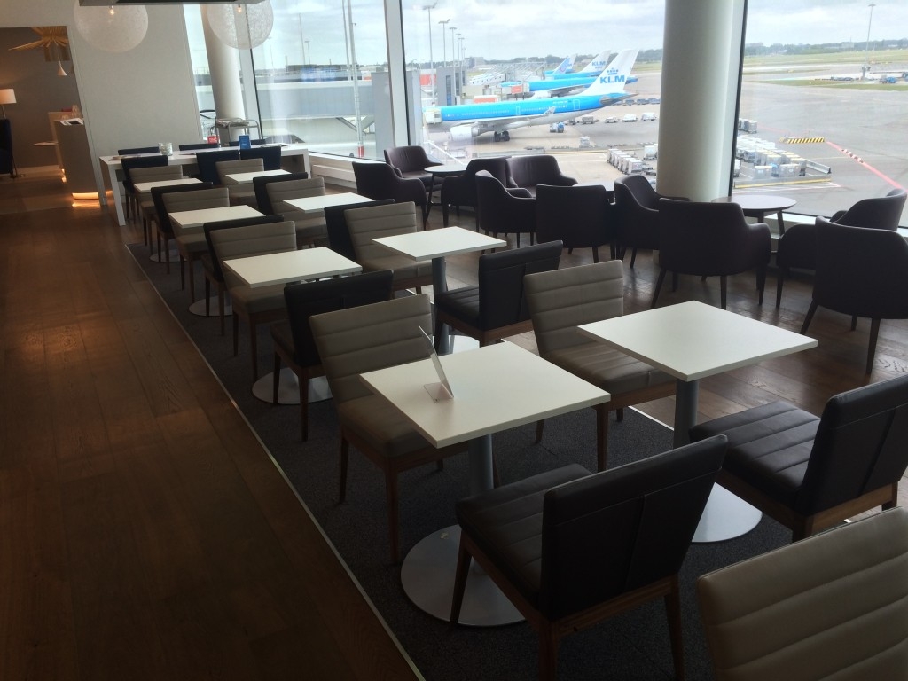 Inside the British Airways lounge at Amsterdam Schiphol
