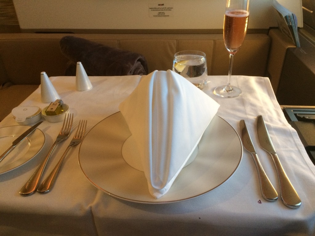 Etihad A380 First Class Apartment food