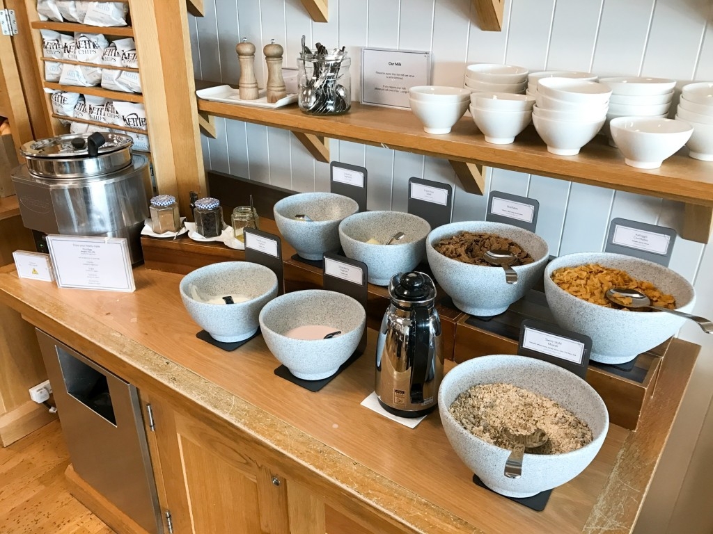 Review British Airways Terraces lounge newcastle breakfast cereals