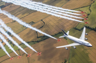 British Airways red arrows BOAC 747 fly past